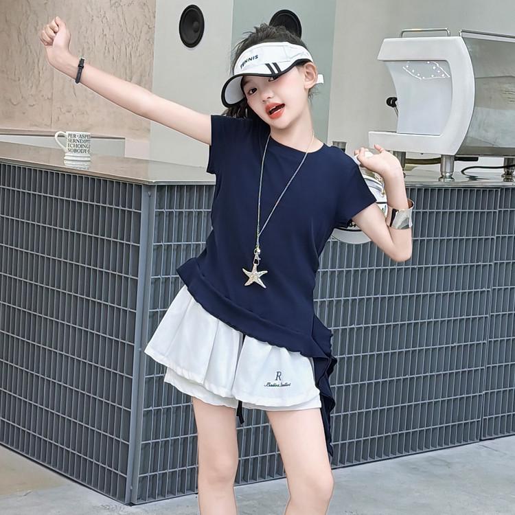 Girls Korean Style Short-Sleeve Ribbon T-Shirt - Sweet & Spicy Summer Fashion 140 cm