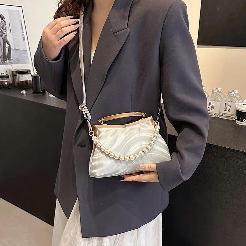 Fashion Women's Crossbody Bags High Quality Pearl Beading Ladies Shoulder Bags  New Simplicity