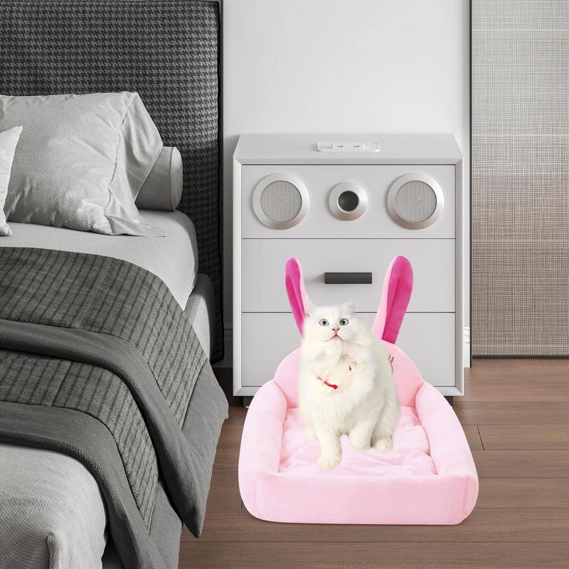 Cat Bed For Indoor Cats Cartoon Rabbits Shape Puppy Sleeping Bed Soft And Comfortable Calming Detachable Pet Warm Nest For Dogs