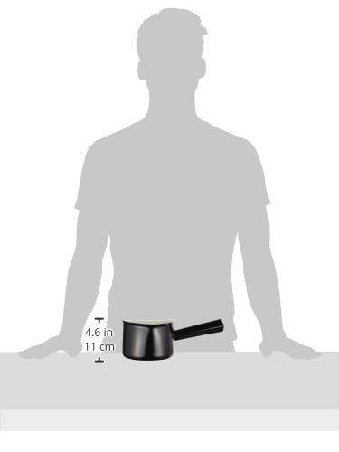 Nodahoro Enamel Milk Pan, 14cm, Gas and Induction Compatible, Single-Handled Pot with Double Spout, Made In Japan, NOMAKU, Black, NOM-14MBK