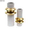 Creativity Tower Shape Gold-plated Ceramic Vase Artificial Flowers Decorative Flower Arrangement Desk Decoration Floral Vases