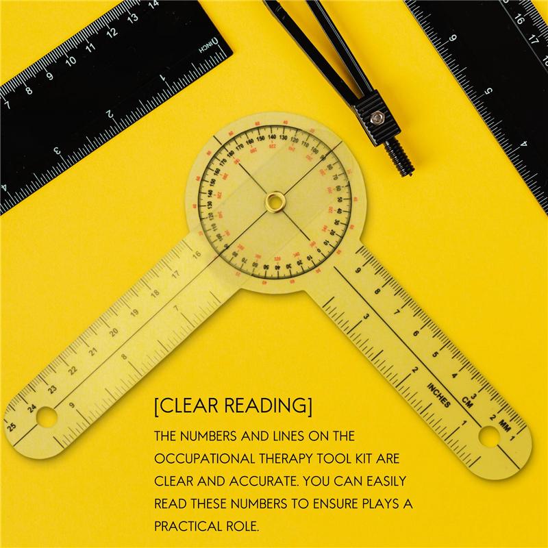 

A96I-3-Piece Goniometer 6/8/12 Inch Occupational Therapy Protractor Tool Measuring Angle Ruler 360 Degree Universal