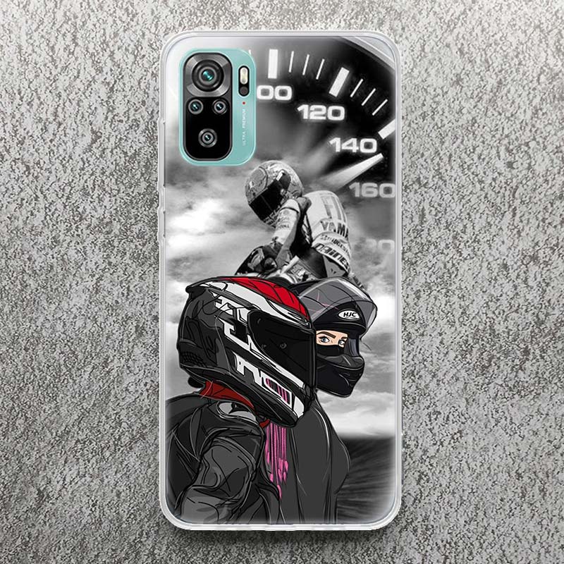 Motorcycle Rider Helmet Print Soft Case for Xiaomi Redmi Note 14 13 12S 11S Phone Shell 10 Pro Plus 11E 11T 12 11 10S 5G Cover