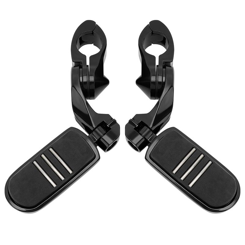 1.25 Motorcycle Angled Adjustable Highway Footpegs with 1 1/4 Highway Bar Black for Harley Honda Kawasaki Suzuki Yamaha