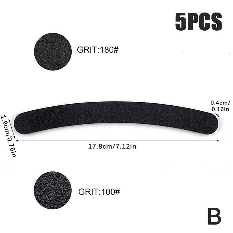 5Pcs Strong Thick Nail File Black 100/180 Grit Professional Sandpaper Cuticle Remover Buffer Files Manicure Tool Set Accessories