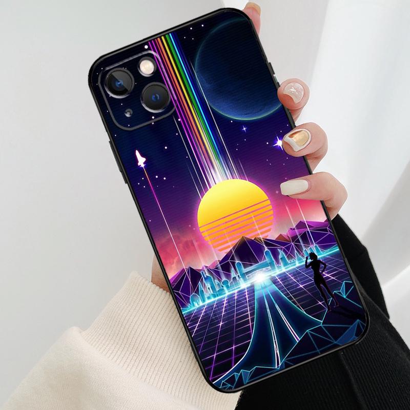 Neon Retrowave 80s Vintage Art Phone Case For iPhone 17 Pro Max 16 15 14 11 12 13 Pro Max Mini 15 16 Plus 16e 17 Air Cover