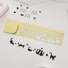 Double-Sided Cat Template Ruler Stationery Tool Metal Bookmark Cat Pattern Ruler  Painting Drawing