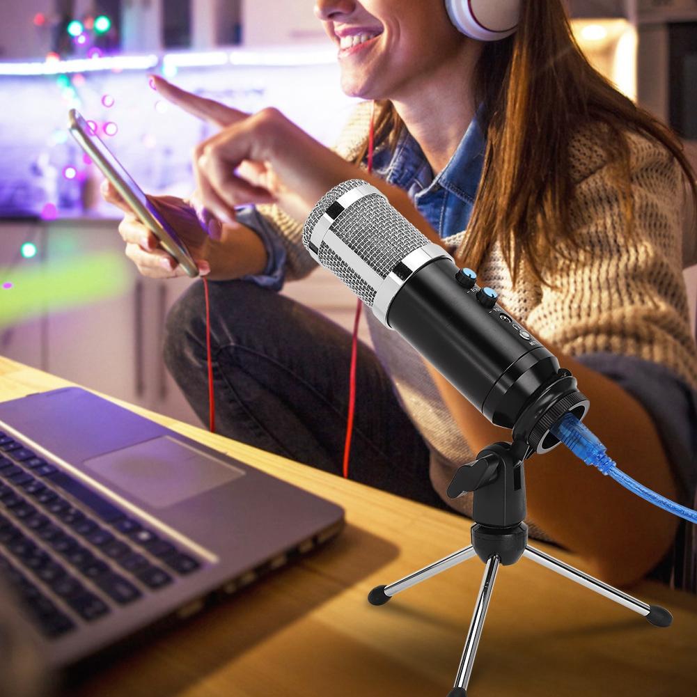 Condenser Microphone Stable USB Desktop Tripod MIC High Sensitivity Angle for PC