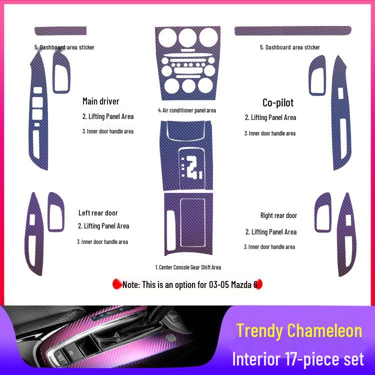 Mazda 6 Mittkonsol Växelspak Film: Dekorationsstickers för interiör (2003-2015)