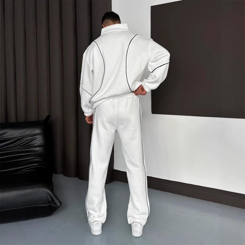 Men Women Same Fit Fall Winter Sweatshirt Set Casual Patchwork Cardigan Tracksuit Youth Fashion