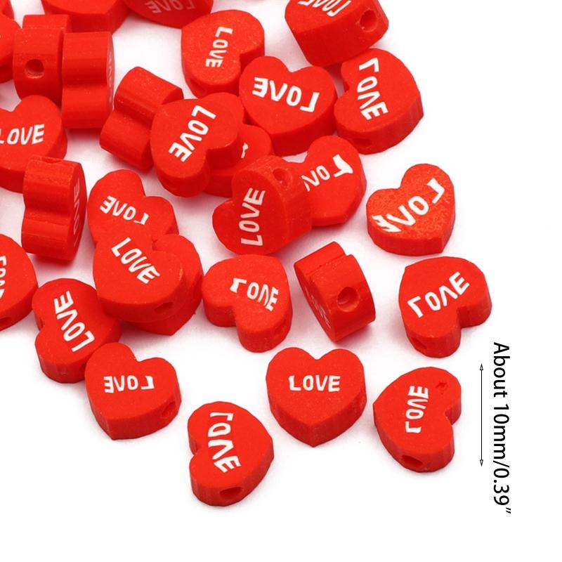 50/100x Beads Love Heart Shape  Spacer Beads for Bracelet Necklace Earring Making DIY Jewelry Crafts Tool