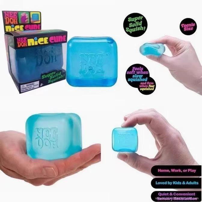 Jelly Cube 400g XL Transparent Ice Squishy Toy - Stress Relief Non-Newtonian Squeeze Cube