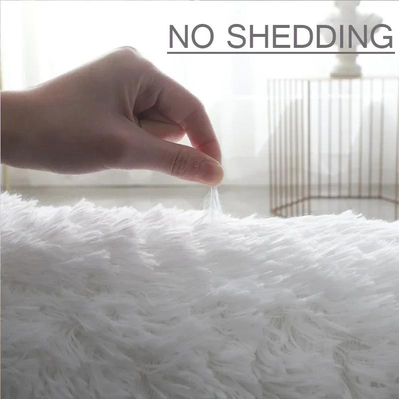 2x2m Super Soft Plush Round Rug Mat Fluffy White Carpets for Living Room Home Decor Bedroom Kid Room Decoration Salon Thick Pile Rug