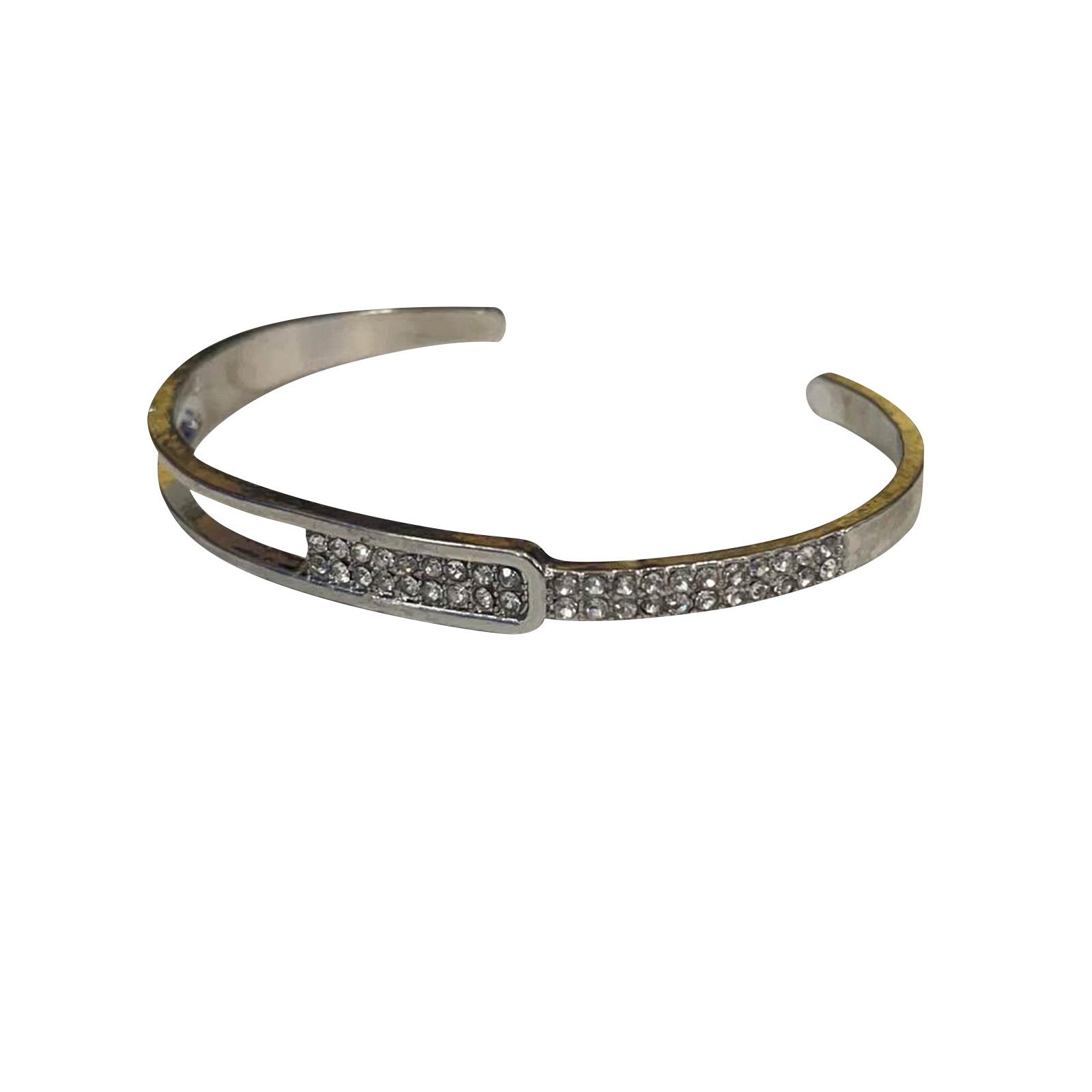 

Открытый металлический браслет с бриллиантами, элегантное и универсальное украшение серебряный