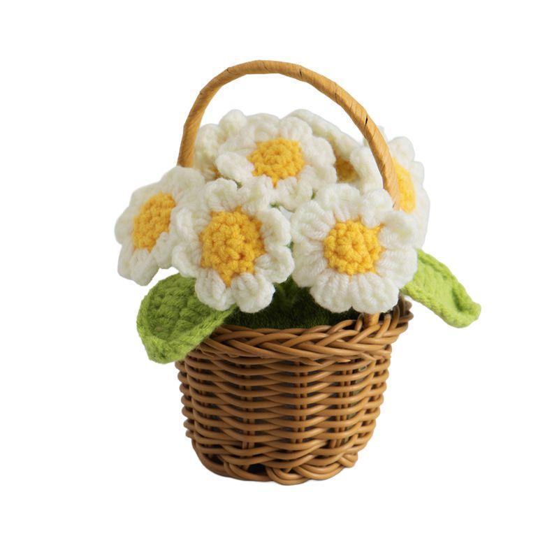 Simulated Flower Potted Plant Crochet Flower Ornament