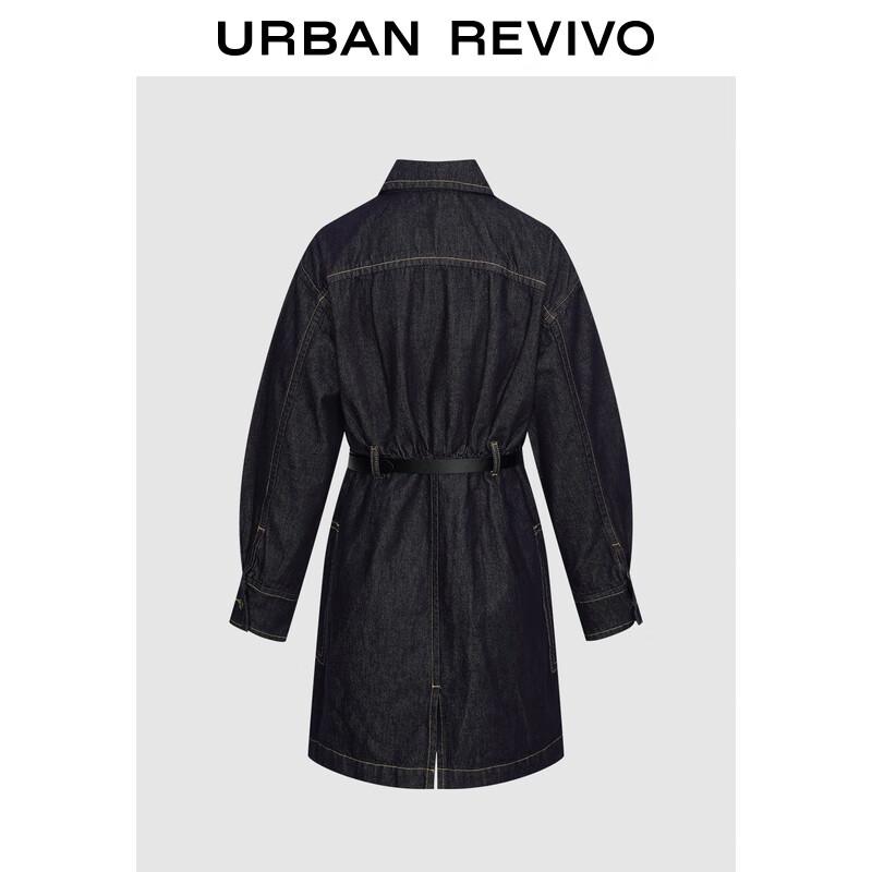 

UR 2025 Осень Повседневное Джинсовое Платье с Поясом и Декоративной Отстрочкой M