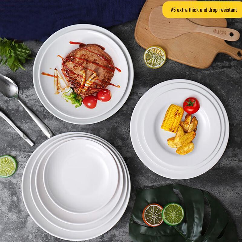 A5 Melamin Weiß Rund Flach Speiseteller