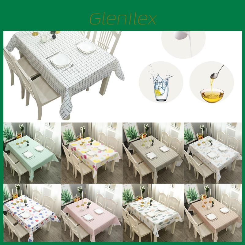 Peva Oil-proof Table Cloth In Simple Plaid Pattern For Home Dining Decor**