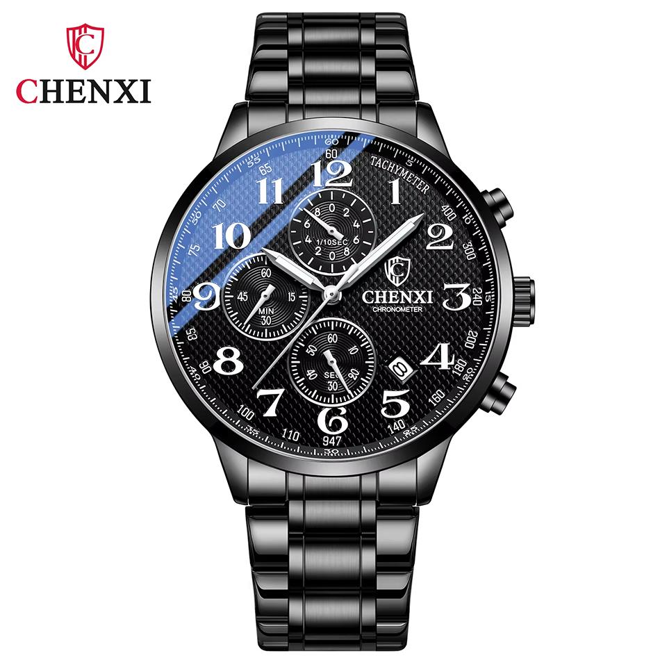 Watches For Men CHENXI Brand High Quality Waterproof Quartz Chronograph Watch Luminous Calendar Stainless Steel Wristwatch