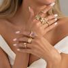 Ingemark 8Pcs/Set Exquisite Luxury Imitation Pearl Open Rings Women Pink Acrylic Rhinestone Heart Ring Couple Jewelry Gifts New