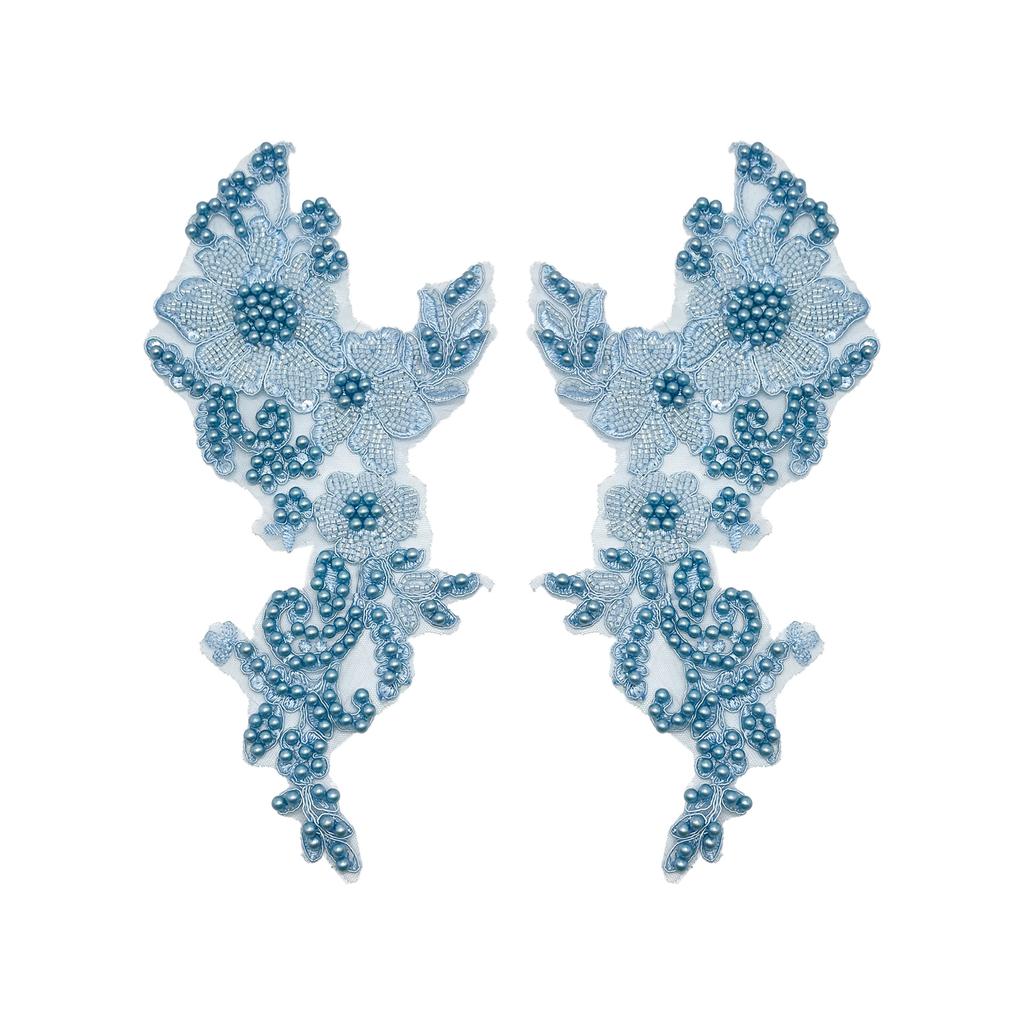 Solid Color Bead Embroidery Flower Cloth Sticker Lace Decoration Wedding Dress Skirt Clothing Diy Jewelry Accessories