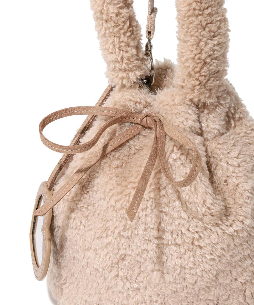 Covernat Woman Clover Heart Fluffy Bucket Bag Beige