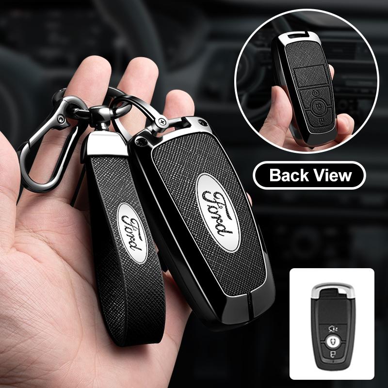 Styling Car Zinc Alloy Leather Remote Key Case For Ford Mustang 2017 Edge F250 2018 Fusion/New Mondeo/Expedition Accessories