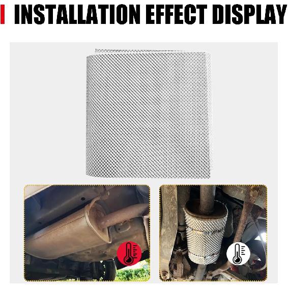 Exhaust Wrap Heat Shield Automotive Aluminum Material Muffler Wrap Ulation Armor, 12" X 24"