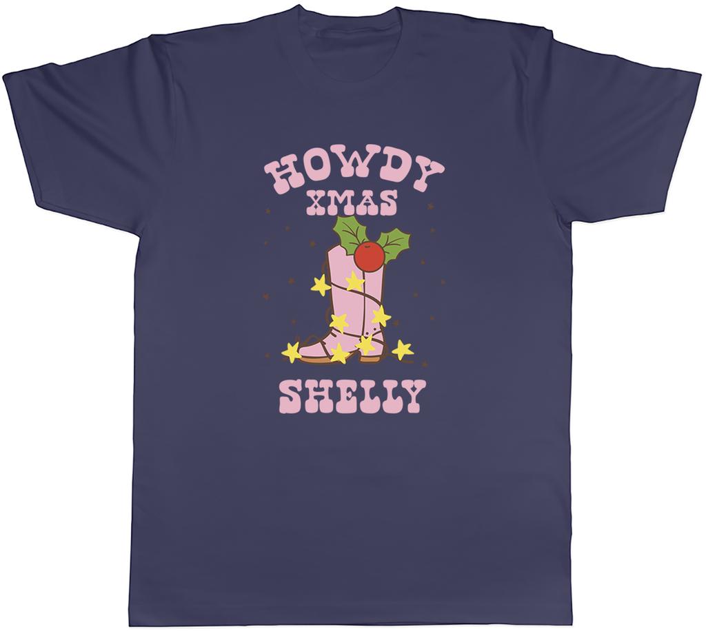 PERSONALISED HOWDY XMAS PINK COWBOY BOOTS FUNNY UnisexS TSHIRT TEE GIFT TOP