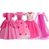 Children New Elsa Costume Little Girls Princess Cosplay Birthday Sequin Maxi Dresses Cinderella Rose Red Performance Ball Gown