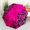 1pc Pink Leopard Print Automatic Folding Umbrella - 8-Rib Durable Iron Frame, Compact Portable for Daily Travel Yy251205086