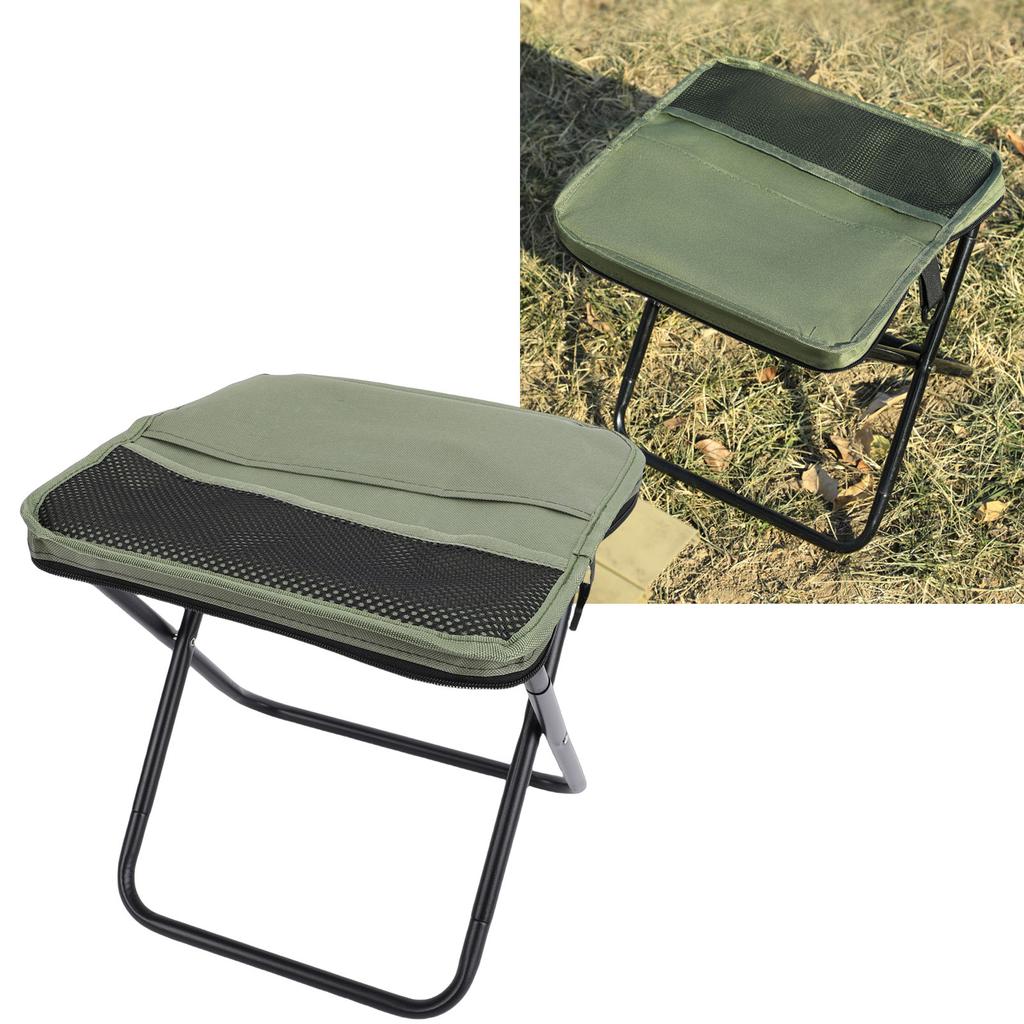 Portable Foldable Stool with Shoulder Strap Outdoor Foldable Stool for Mountaineering and Hiking Green Large Size