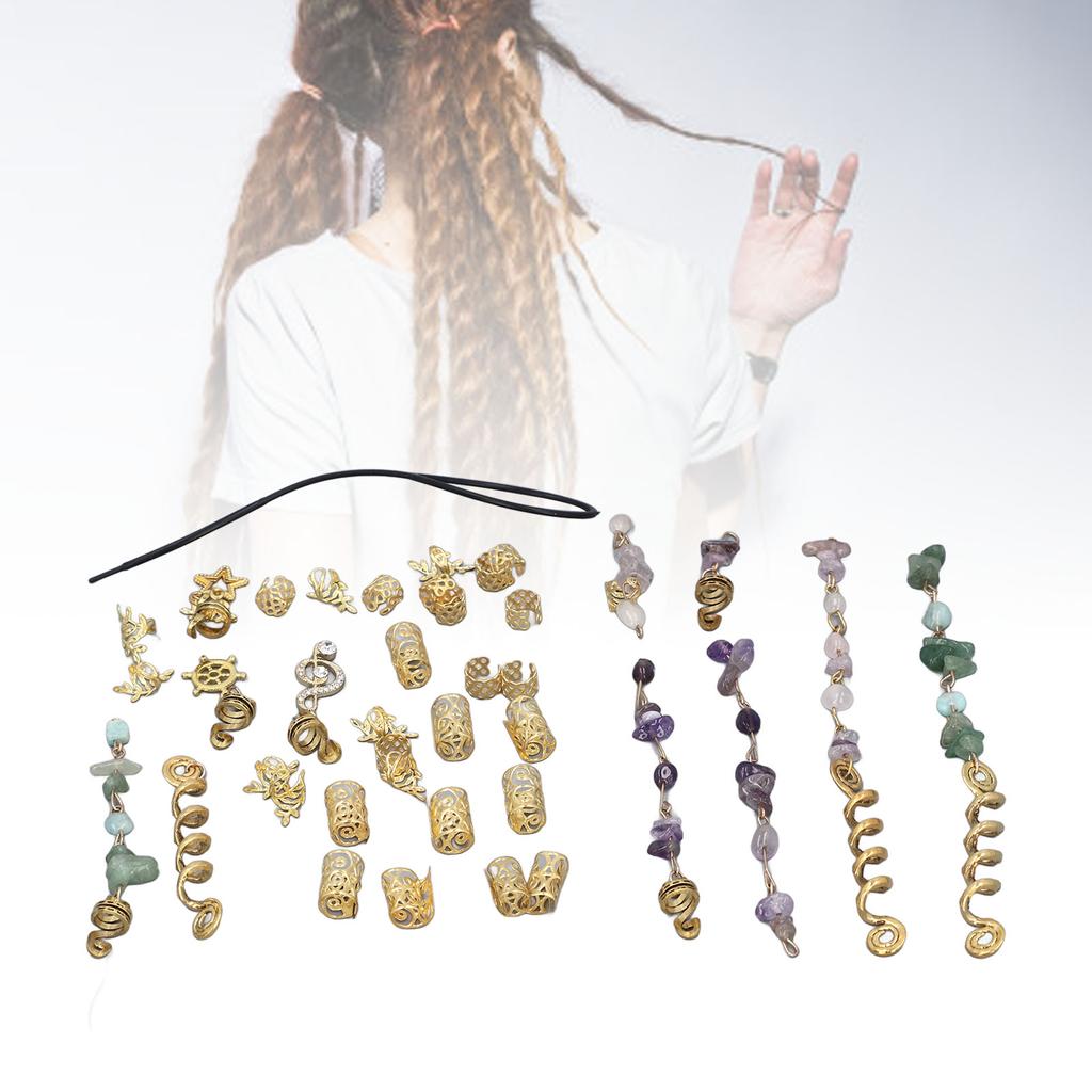 Hair Dreadlocks Rings Hair Braid Clips Alloy Braided Hair Accessory Set for Banquets Film Shows Wedd