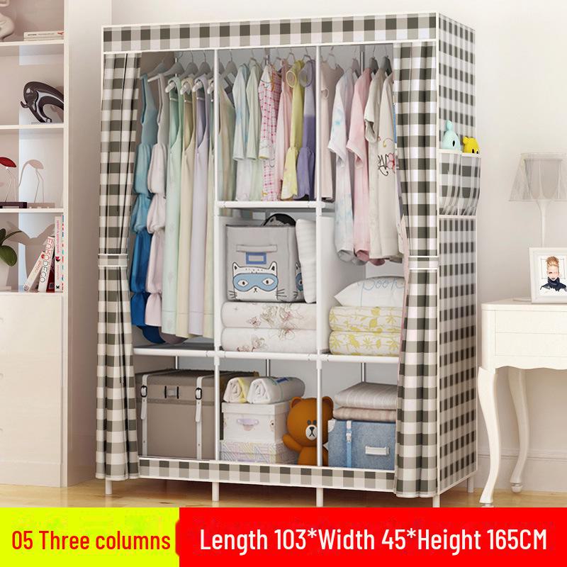 Simple Non-Woven Dustproof Folding Wardrobe with Steel Frame and Hanger
