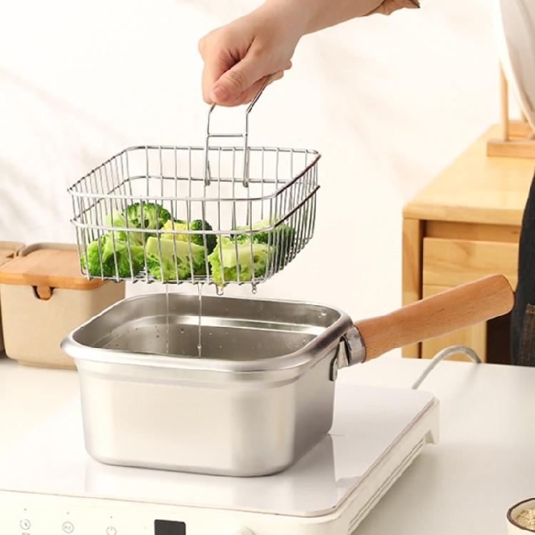 Stainlessed Steel Oil Filter Pot Deep Fryers Basket Set Efficient Frying Solution Heat Resistant Handle Kitchen Appliance