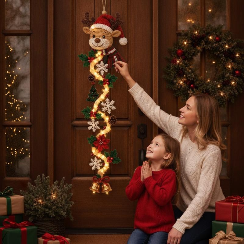 Christmas Glowing Door Hanger Ornament Creative Gift For Xmas Handmade Home Christmas Tree Decor Party Gift