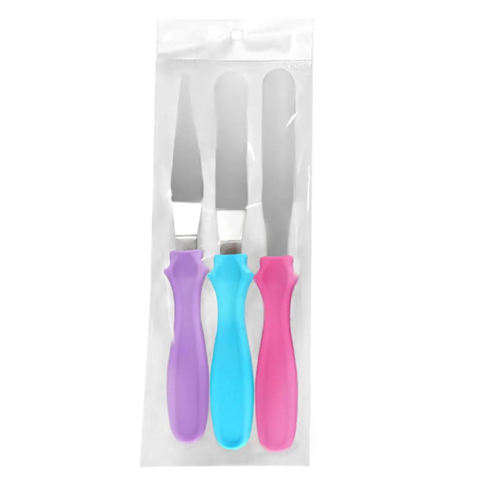 3pc/set Small Cranked Angled Spatula Palette Knife Stainless Steel Butter Cake Cream Knife Spatula Fondant Tools Kitchen Item