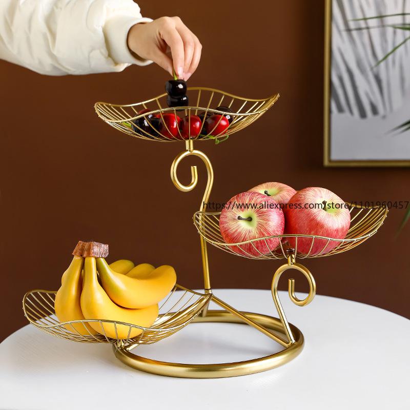 Nordic Ins-Style Golden Ironwork Fruit And Dried Fruit Platter Simple And Creative Living Room Home Coffee Table Snack Plate