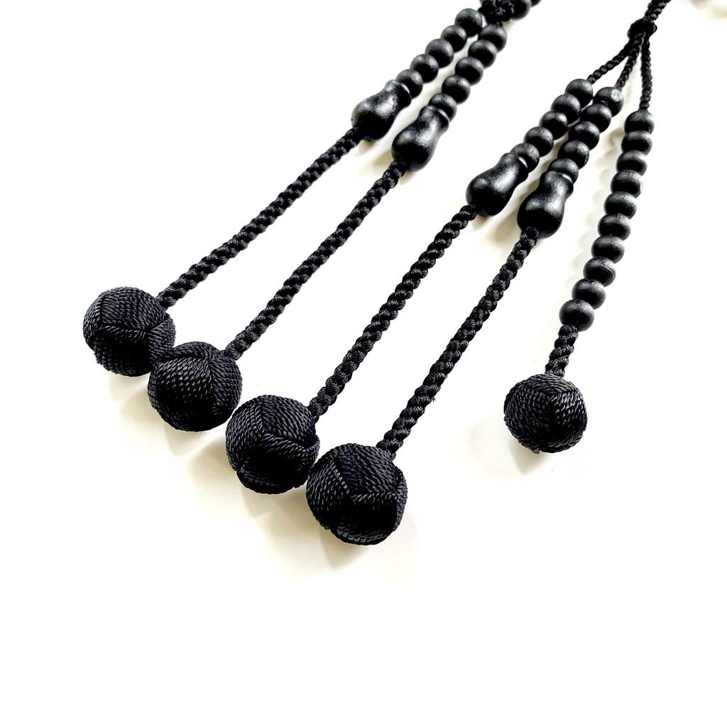 WONDERFUL LOTUS Myorenka Myorenka SGI Prayer Beads for International Soka Gakkai, Men's Wooden Prayer Beads, 2 Shaku (1.2m), Black Grasswood, Black