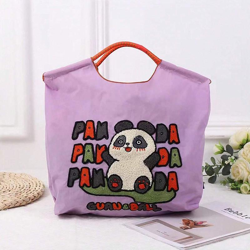 Bolso Tote y Bandolera de Lona con Bordado de Chenilla de Dibujos Animados Bonitos de Gran Capacidad - Ecológico, Perfecto para Salidas y Compras