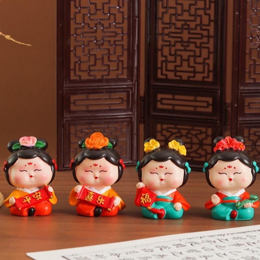 Art Craft Car Cute Doll Ornament Decorative Tang Dynasty Woman Figurine  Bookshelf