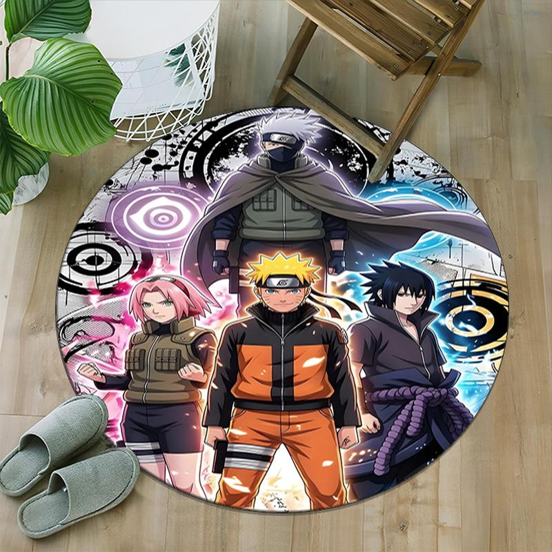 1pc Naruto  Carpet, Round Rug, Comfortable, Suitable for Entryways, Living Rooms, Office, And Bedrooms, Christmas Decoration