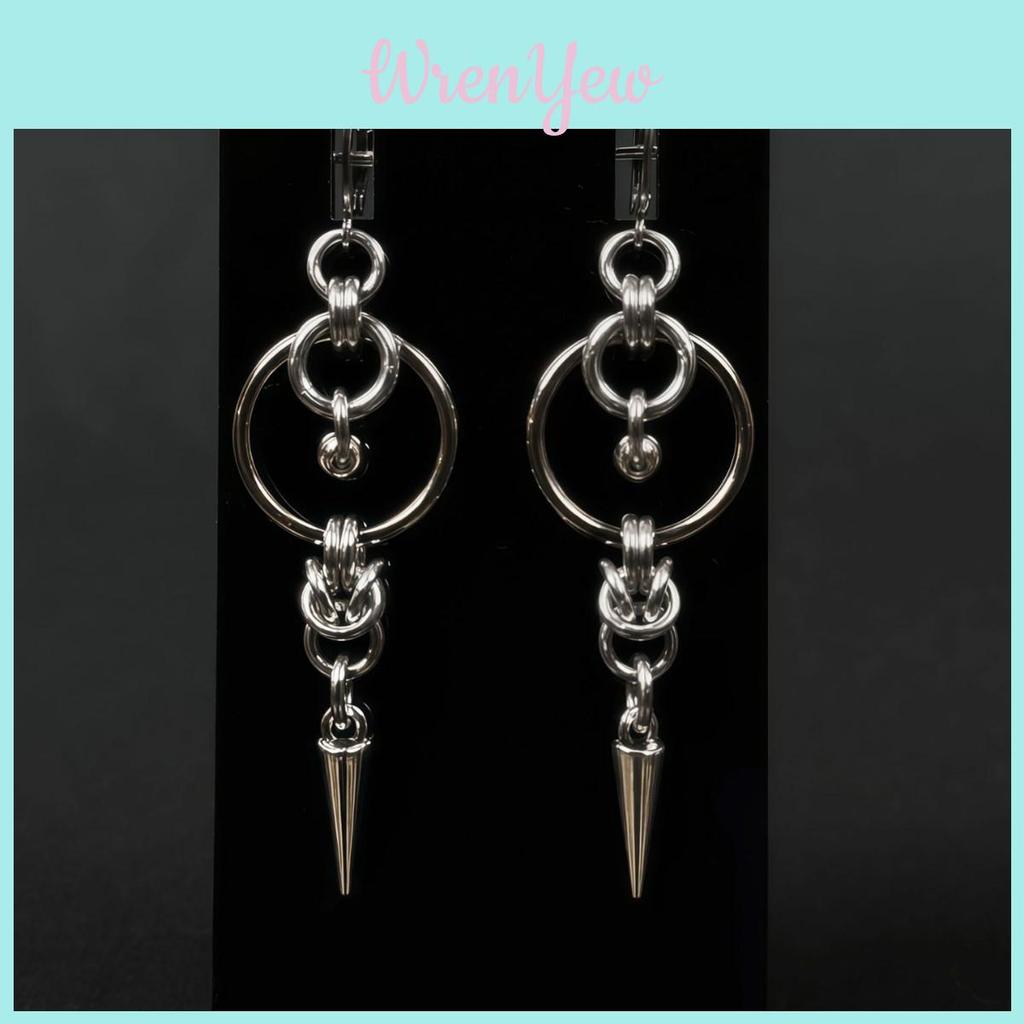Gothic Double Oshaped Spike Pendant Earrings For Women With Zinc Alloy Geometric Design