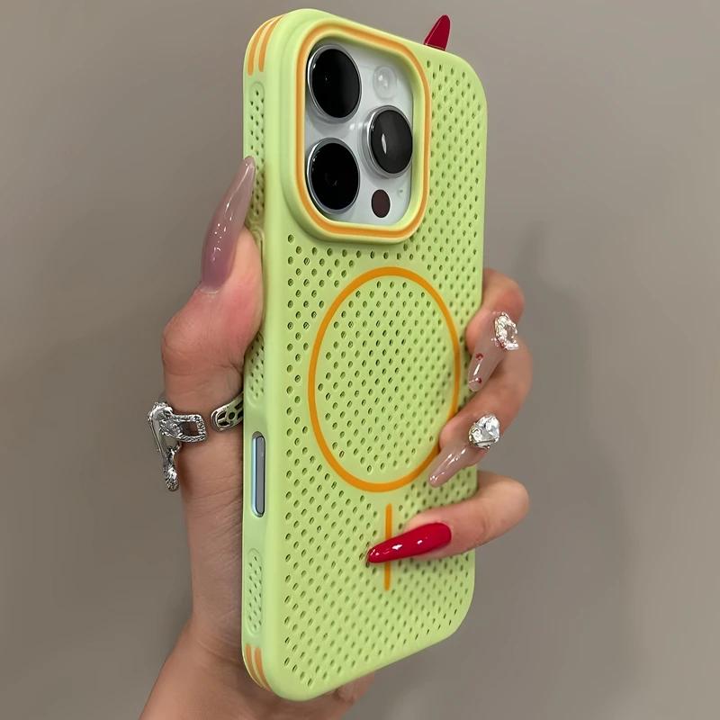 Custodia Colorata di Lusso con Dissipazione del Calore Magsafe per iPhone 17 12 13 14 15 16 Pro Max 16 Plus 17Air Bumper Magnetico Cover Posteriore