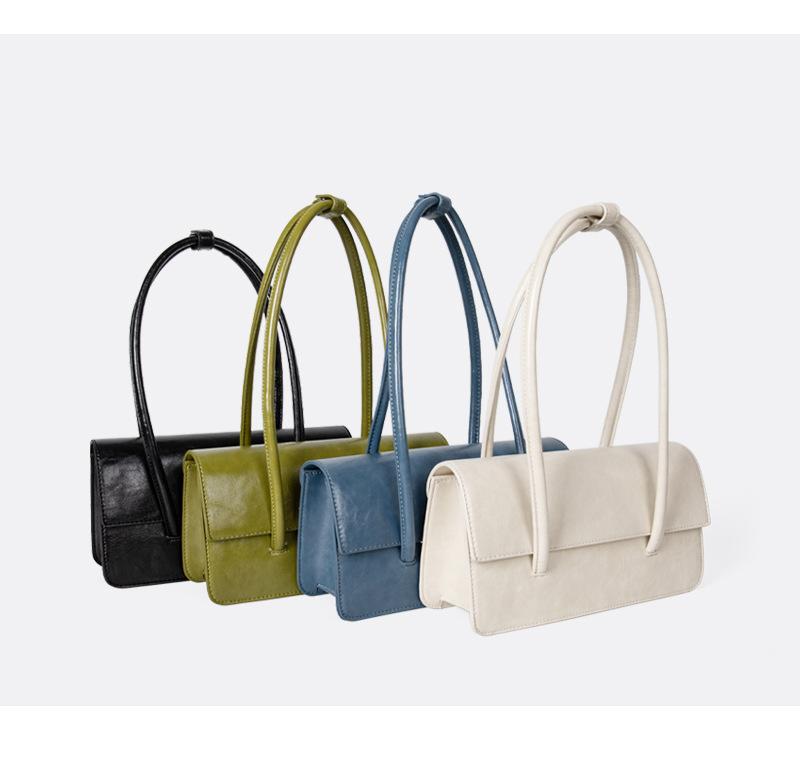 New Female Handbag with Niche Design, Oil Wax Leather Shoulder and Armpit Bag, High-end Texture, Fashionable Handheld Tote Bag