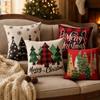 Elk Deer Christmas Pillow Cover Linen Xmas Tree Pillowslip Snowman Pillow Cover  Living Room Sofa