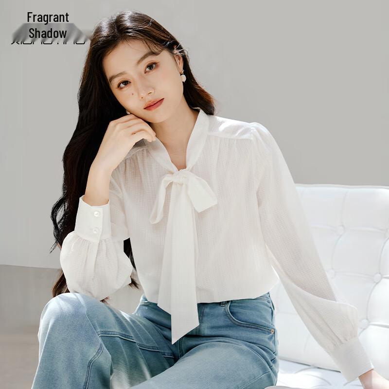 Xiangying Women s Bow-Tie Long Sleeve Blouse L