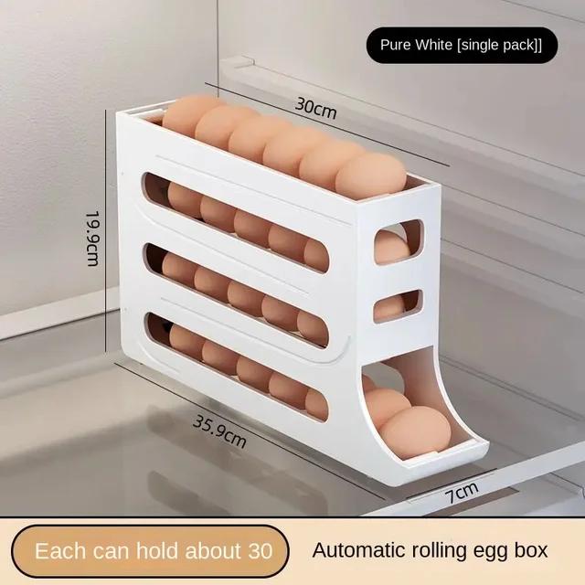 

Automatic Scrolling Egg Rack Holder Storage Box Egg Basket Food Containers Egg Case Holder Refrigerator Storage Organizer белый