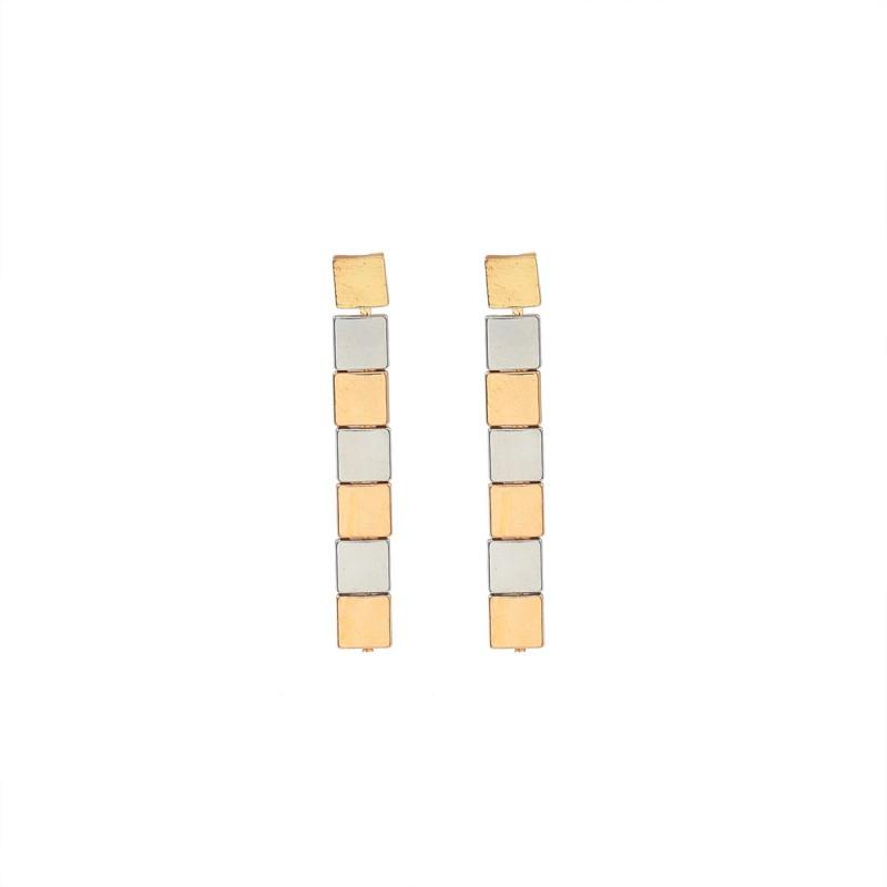 Geometric Gold Mixed Tone Earrings Women Fashion Statement Jewelry Lightweight Zinc Alloy Studs Gold Silver Two-Tone