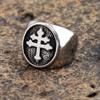 Classic Lorraine Cross Signet Ring for Men Gold/ Color Stainless Steel Orthodox Cross Ring Male Punk Biker Jewelry